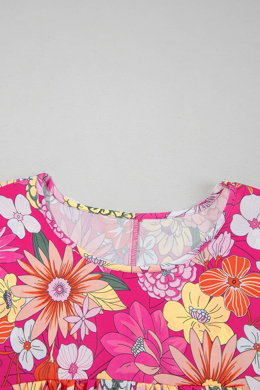 Rose Plus Size Floral Print Ruffle Short Sleeve Blouse