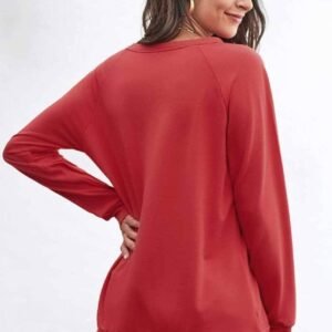Red Heart Shape Print Long Sleeve Pullover Sweatshirt