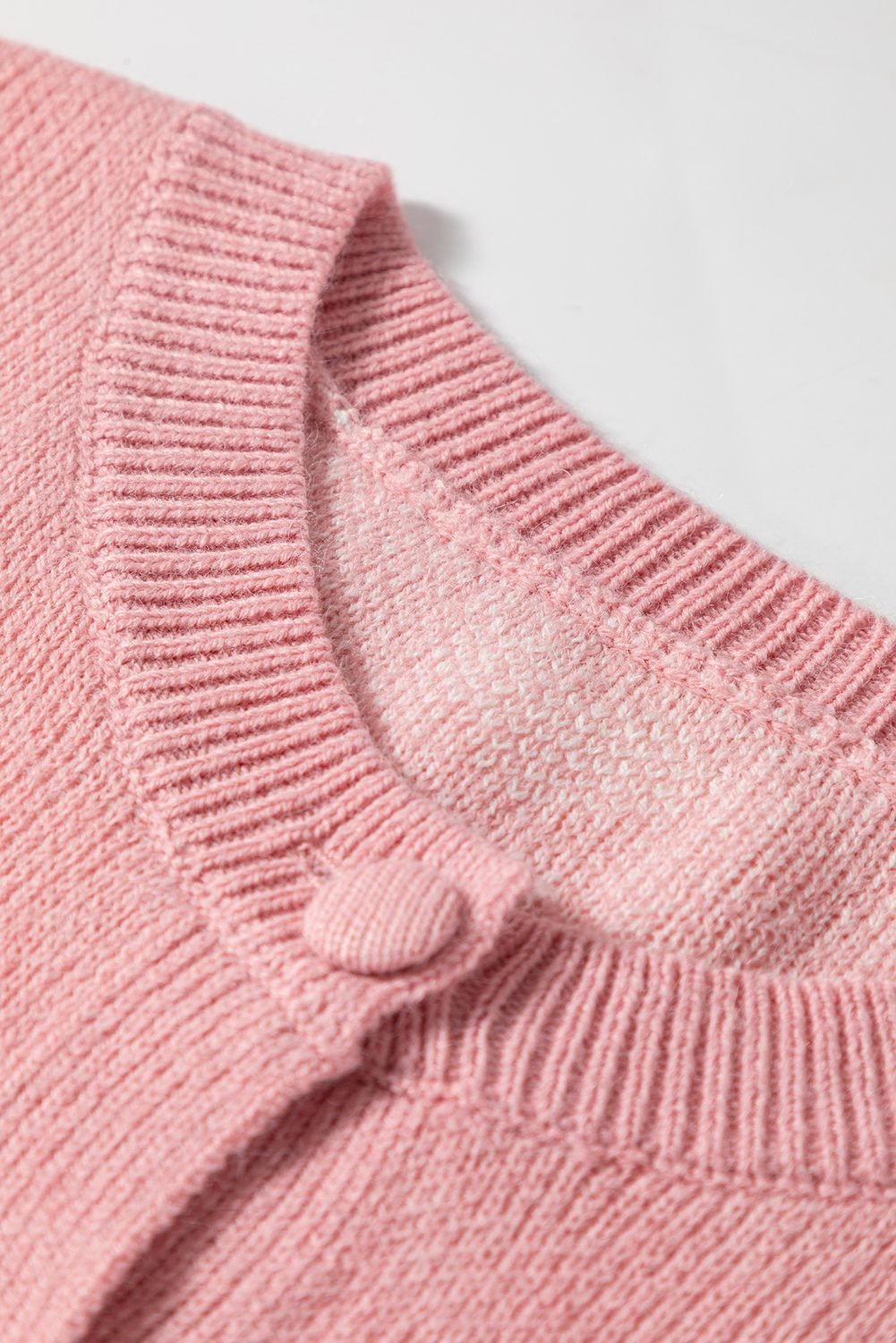 Light Pink Heart Pattern Button Front Cardigan Sweater