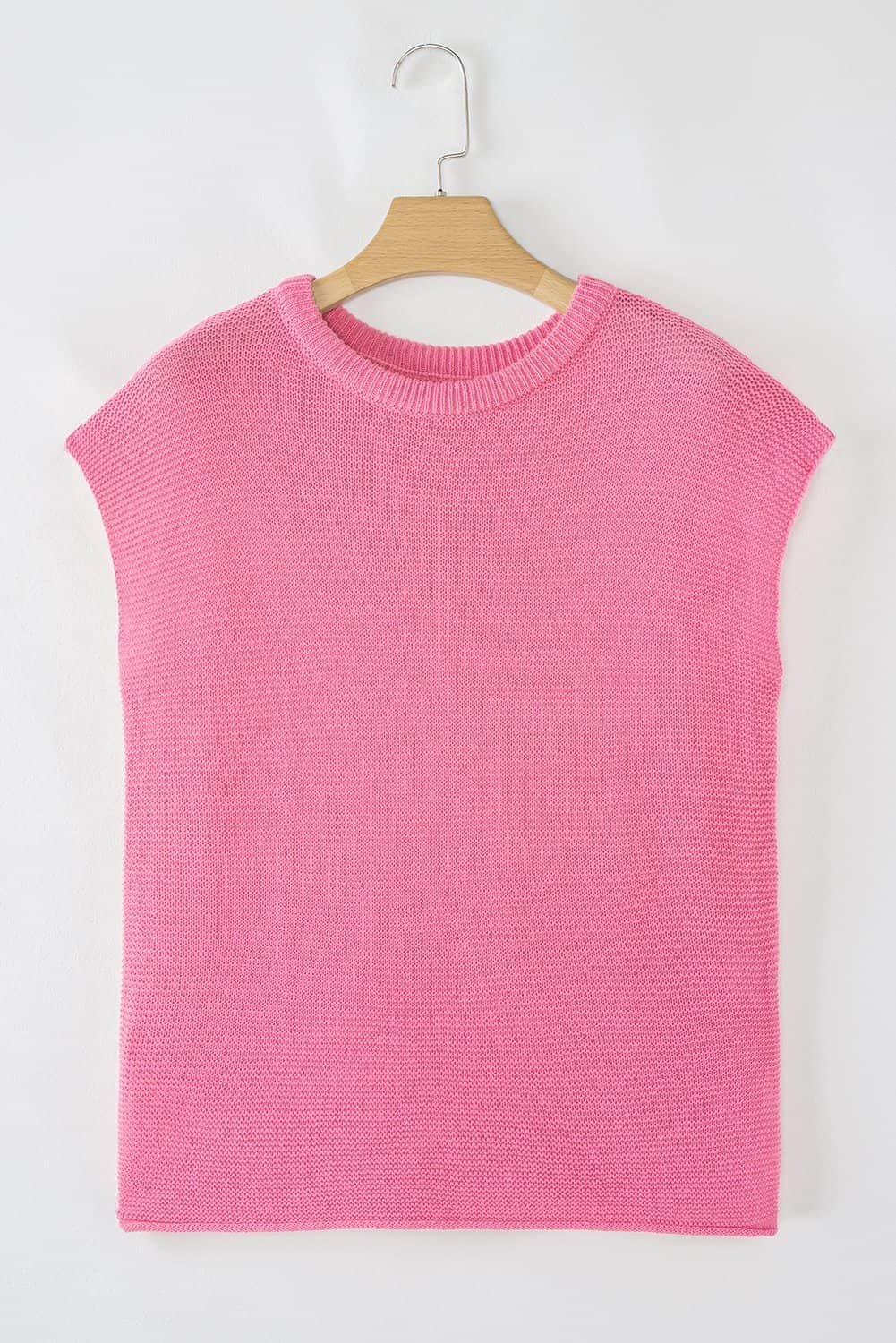 Sachet Pink Solid Color Sweater Tee With Side Slits