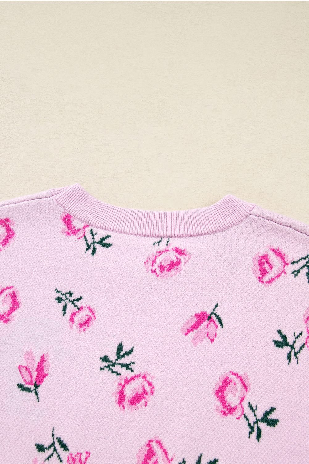 Delicacy Sweet Floral Print Drop Shoulder Cropped Sweater