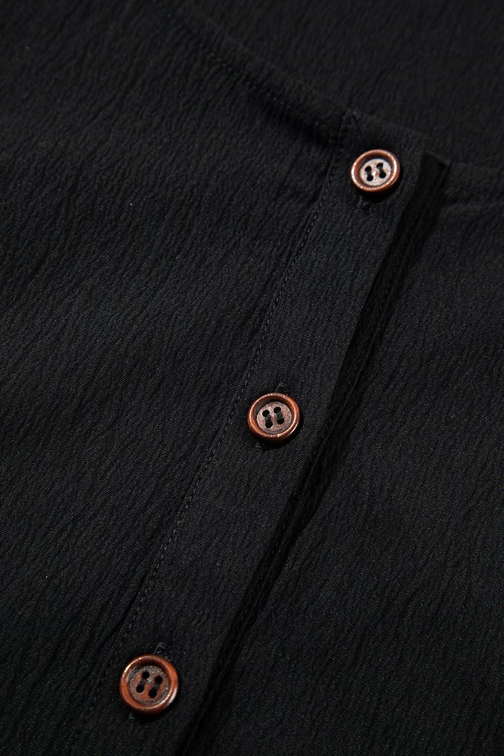 Black Plus Size Sleeveless Button Front Loose Jumpsuit