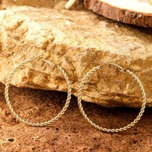 Gold Twisted Detail Plated Alloy Large Hoop Earrings