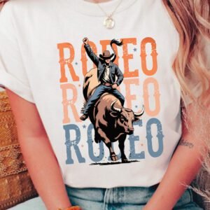 White Cowboy Rodeo Graphic Western T Shirt