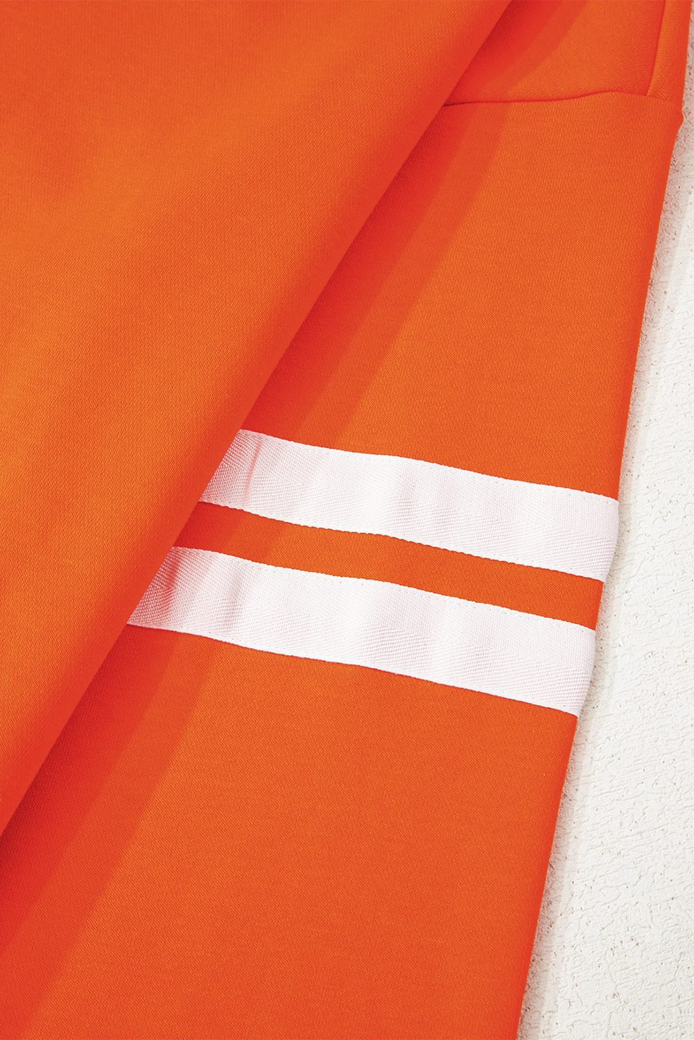 Orange Varsity Striped Detail Drop Shoulder Oversized Sweatshirt