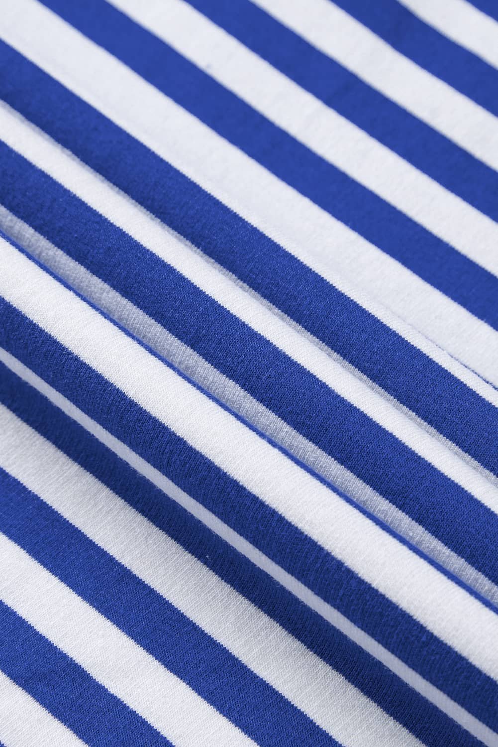 Sky Blue Stripe Striped Contrast Ribbed Trim Drop Shoulder Baggy Sweatshirt