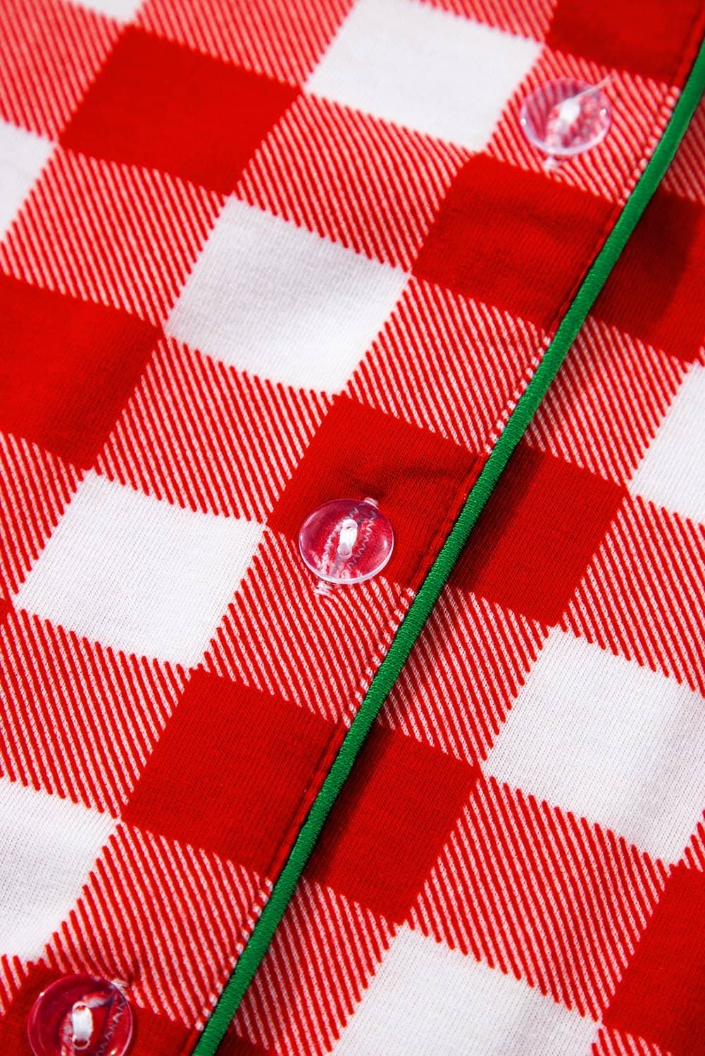 Fiery Red Christmas Plaid Print Shirt And Pants Pajama Set