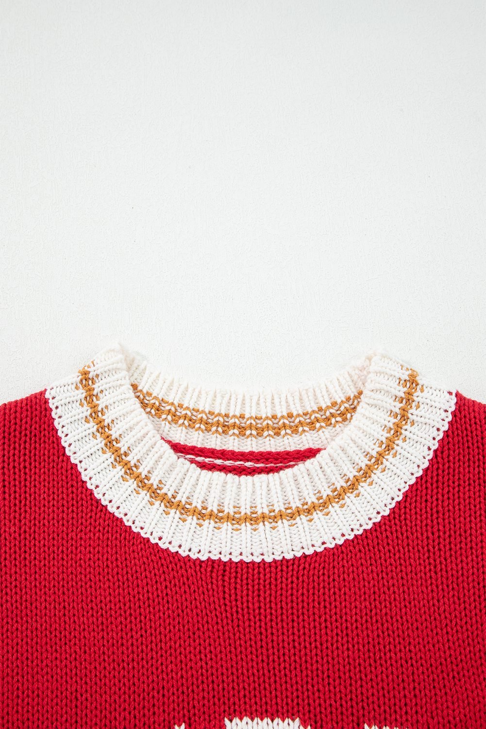 Fiery Red Merry Color Block Edge Drop Shoulder Cozy Sweater