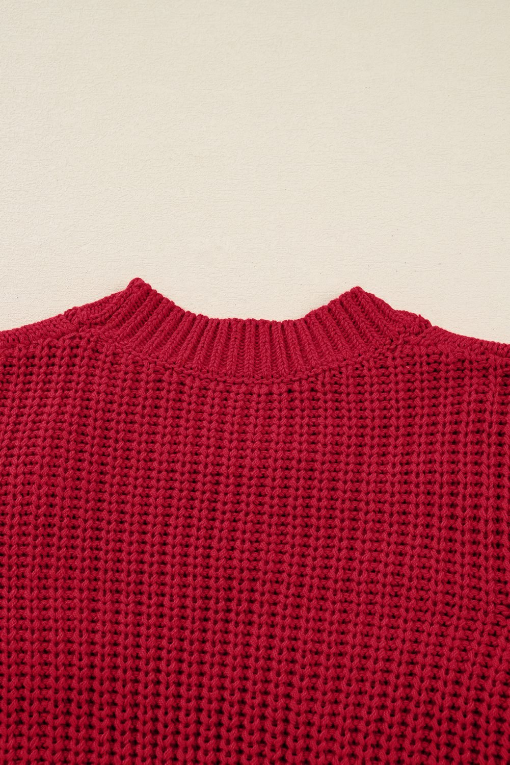 Fiery Red Plaid Lace Up Detail Christmas Holiday Puff Short Sleeve Sweater