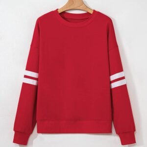 Fiery Red Varsity Striped Detail Drop Shoulder Oversized Sweatshirt