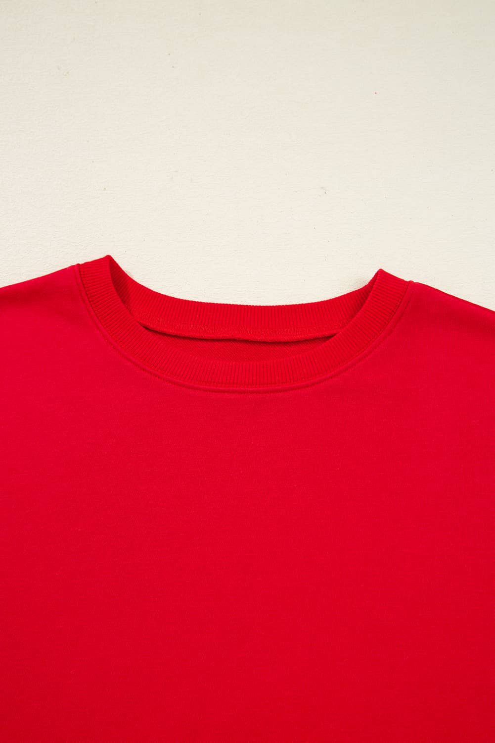 Fiery Red Varsity Striped Sleeve Drop Shoulder Sweatshirt And Short Set