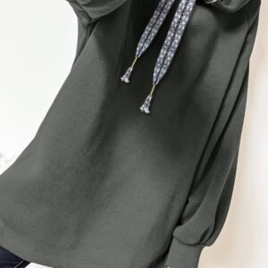 Four Leaf Clover Fleece Lined Adjustable Drawstring Oversize Tunic Hoodie
