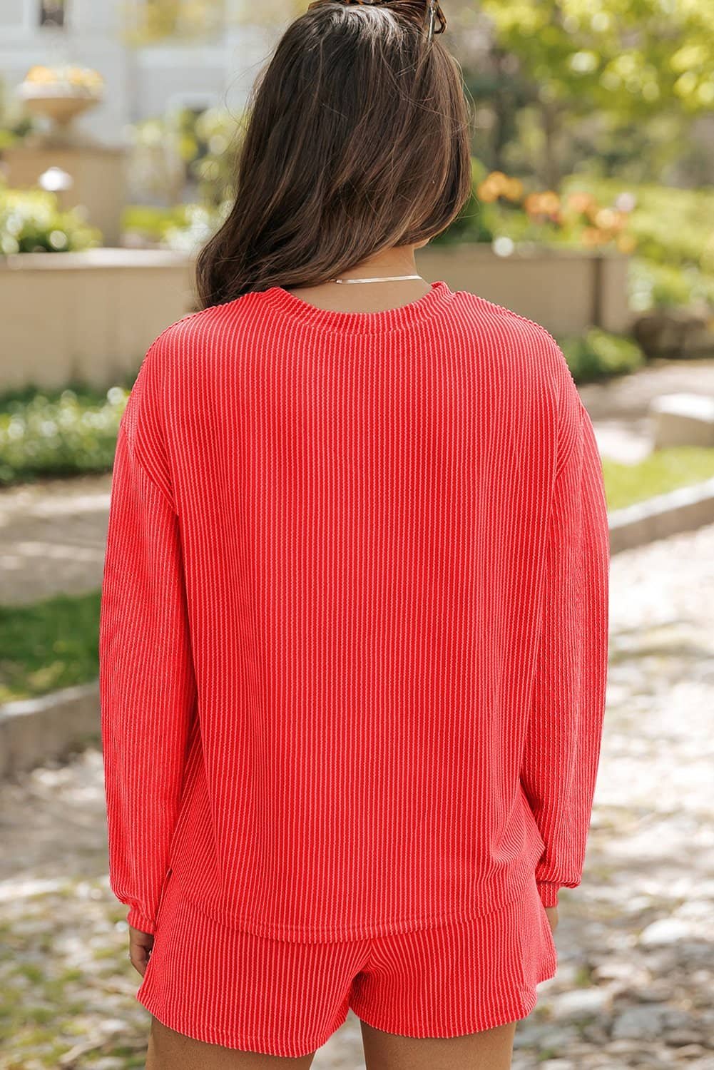 Gold Flame Heat Transfer Christmas Nutcracker Ribbed Long Sleeve Top Shorts Set