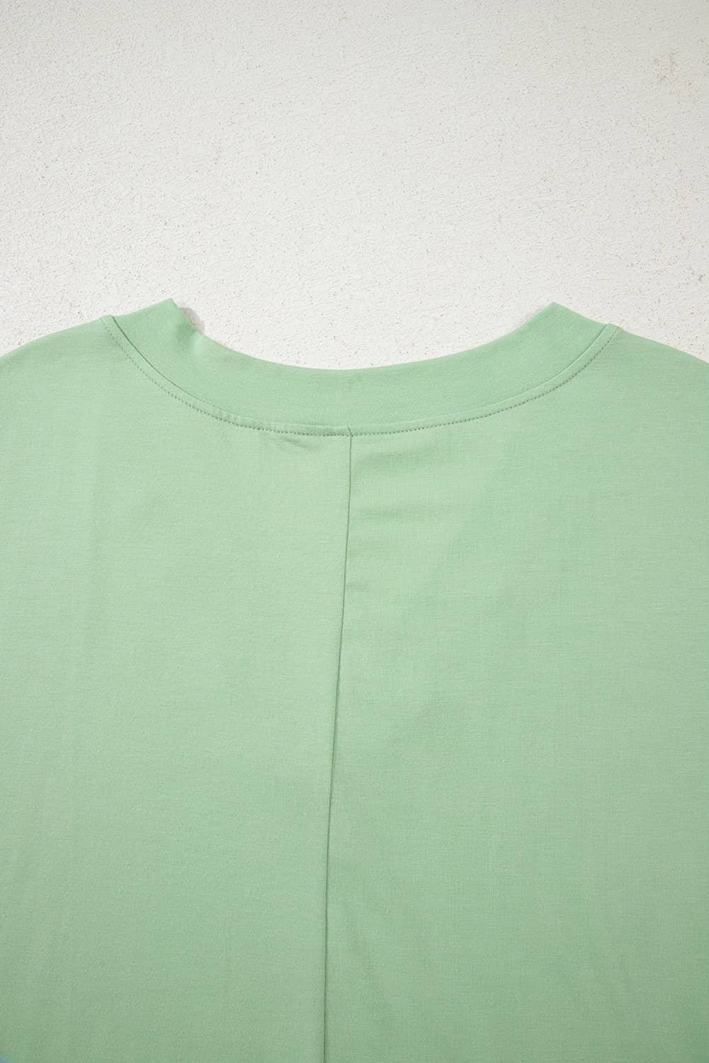 Grass Green Loose Half Sleeve V Neck Knit Romper