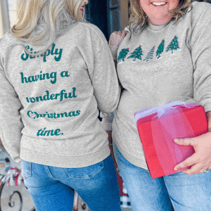 Gray 2-Side Printed Christmas Tree Letter Graphic Sweatshirt