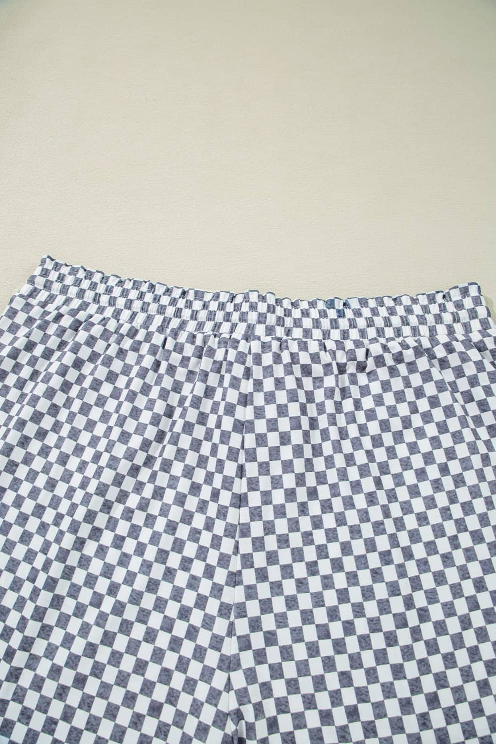 Gray Checkerboard Lace-Up High Waist Plus Size Casual Shorts