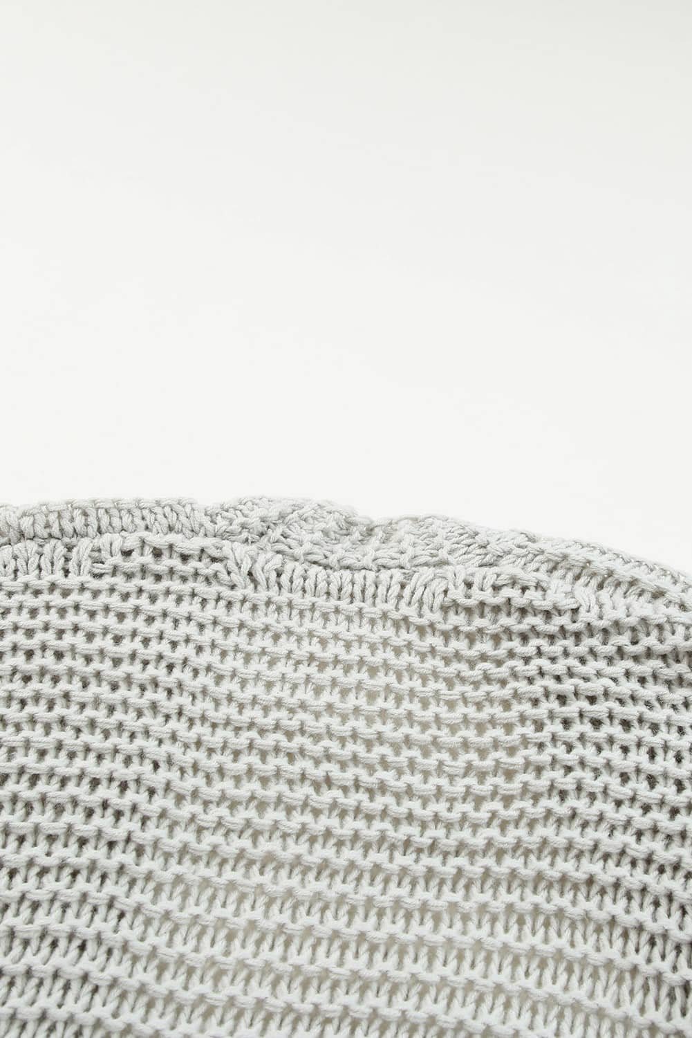 Gray Chunky Oversize Knit Drop Shoulder Puff Sleeve Cardigan