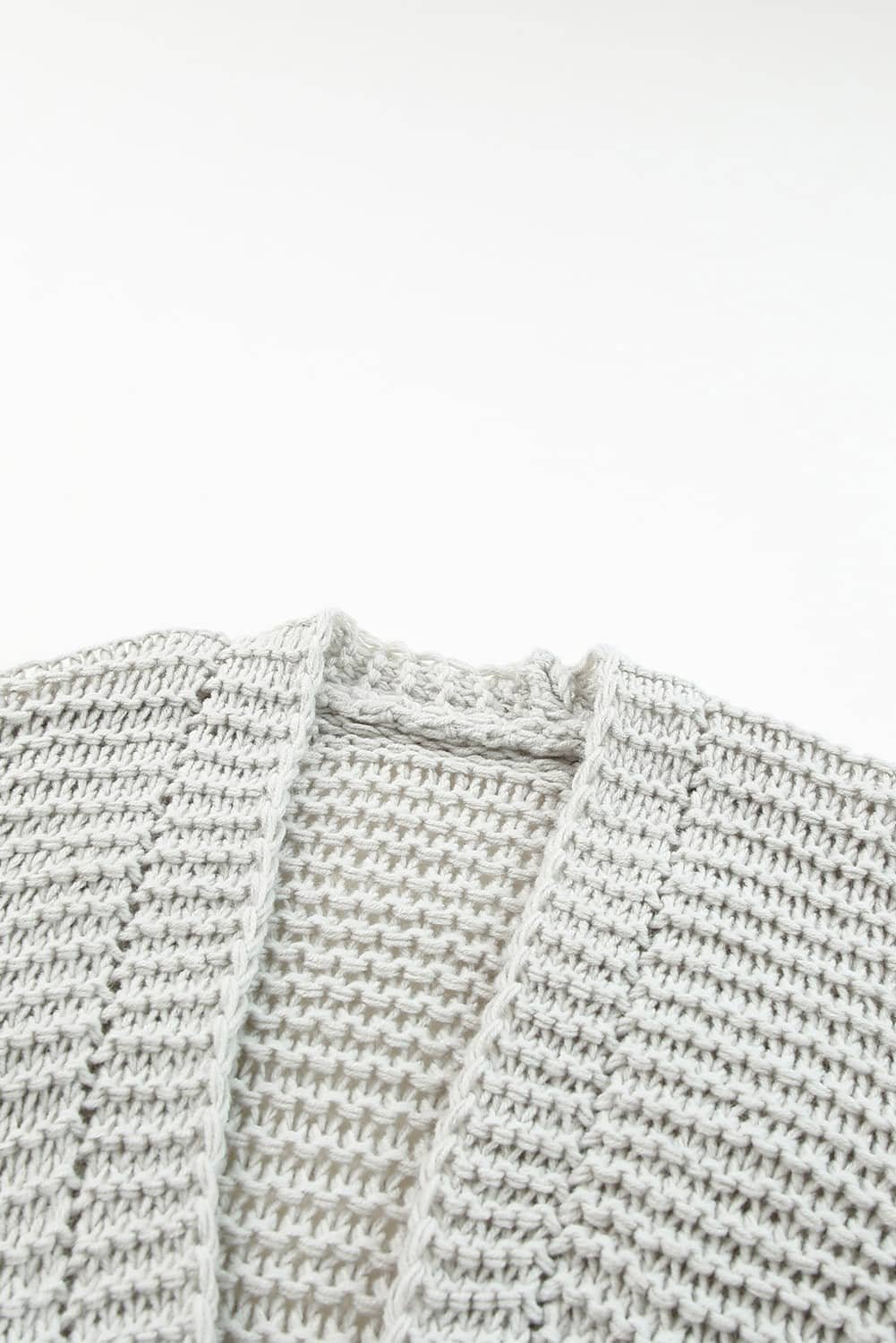 Gray Chunky Oversize Knit Drop Shoulder Puff Sleeve Cardigan