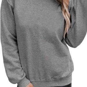 Gray Plain Crew Neck Pullover Sweatshirt