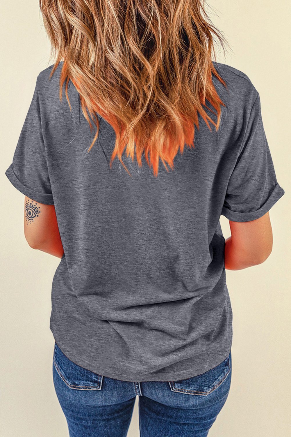 Gray Redeo Check Spades Western Graphic T Shirt