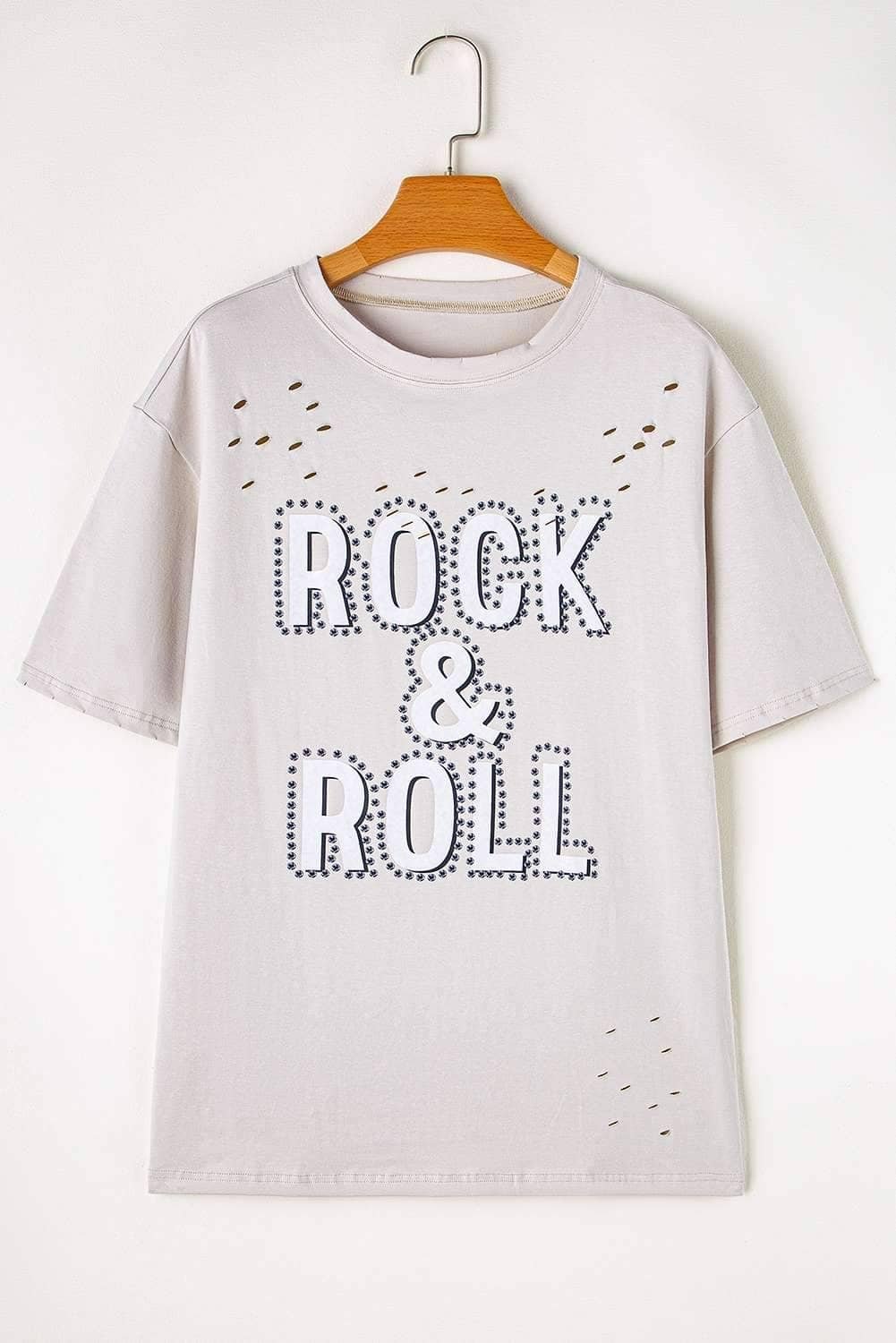 Gray Rock & Roll Graphic Distressed Vintage Tee