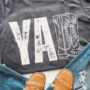 Gray Yall Western Boots Printed Tee