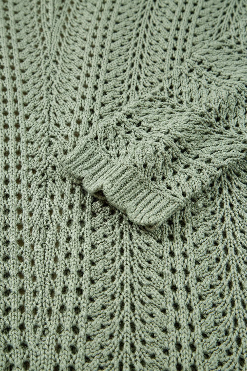 Green Bay Scalloped Edge Eyelet Knit Batwing Sleeve Cardigan