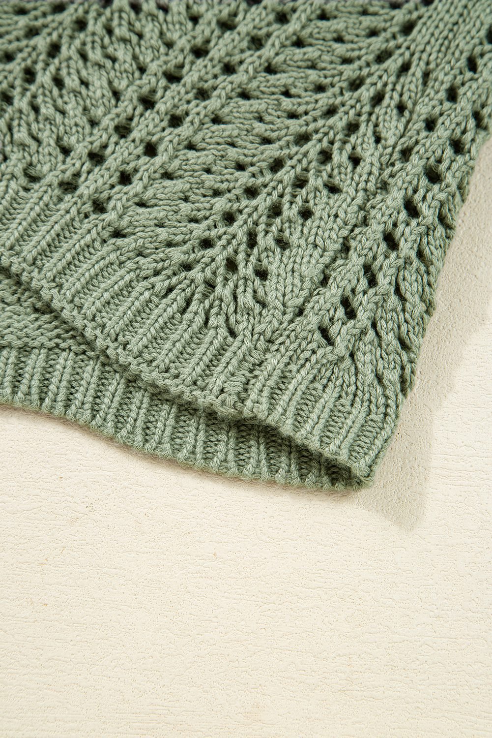 Green Bay Scalloped Edge Eyelet Knit Batwing Sleeve Cardigan