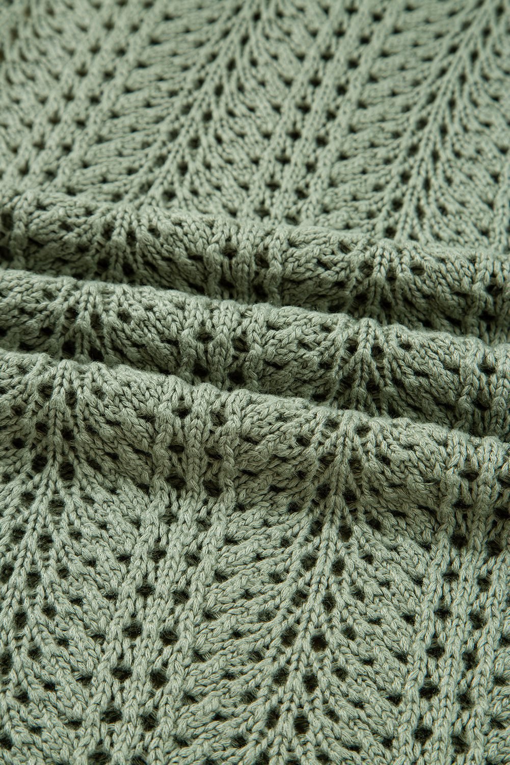 Green Bay Scalloped Edge Eyelet Knit Batwing Sleeve Cardigan