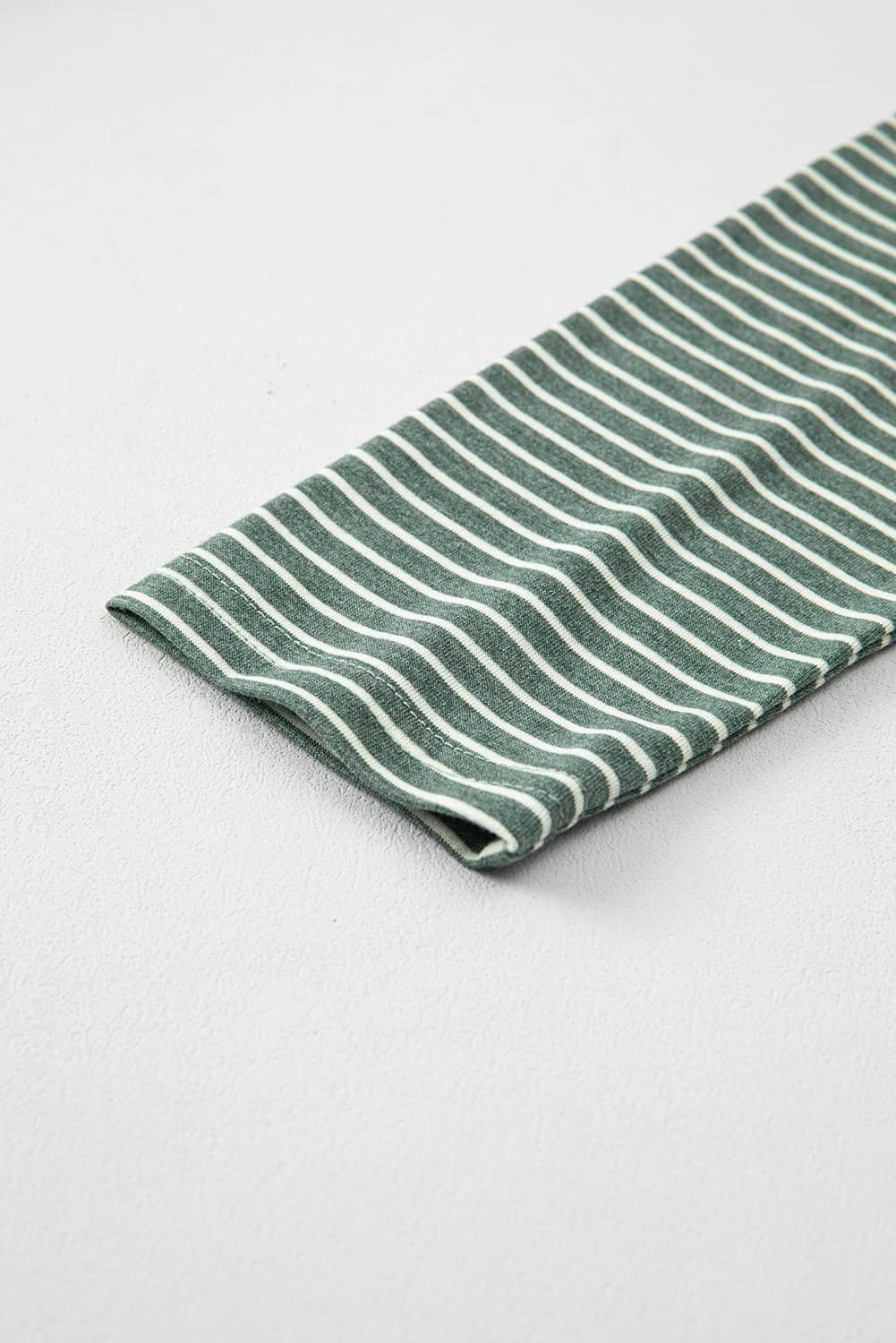 Green Stripe V Neck Stretchy Long Sleeve Top