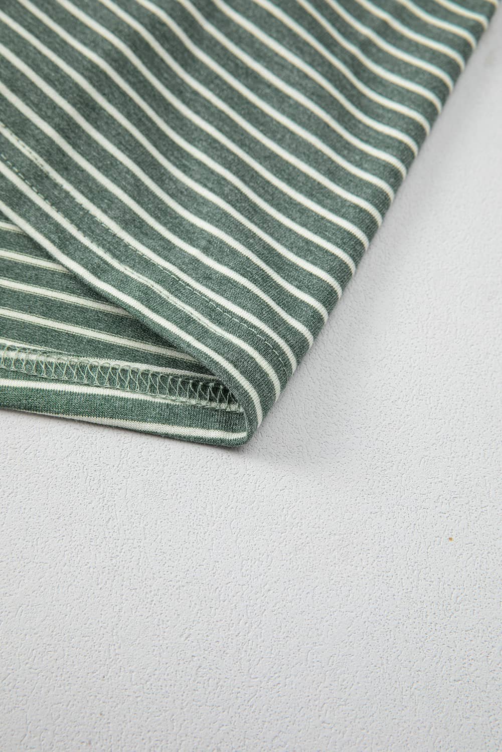 Green Stripe V Neck Stretchy Long Sleeve Top