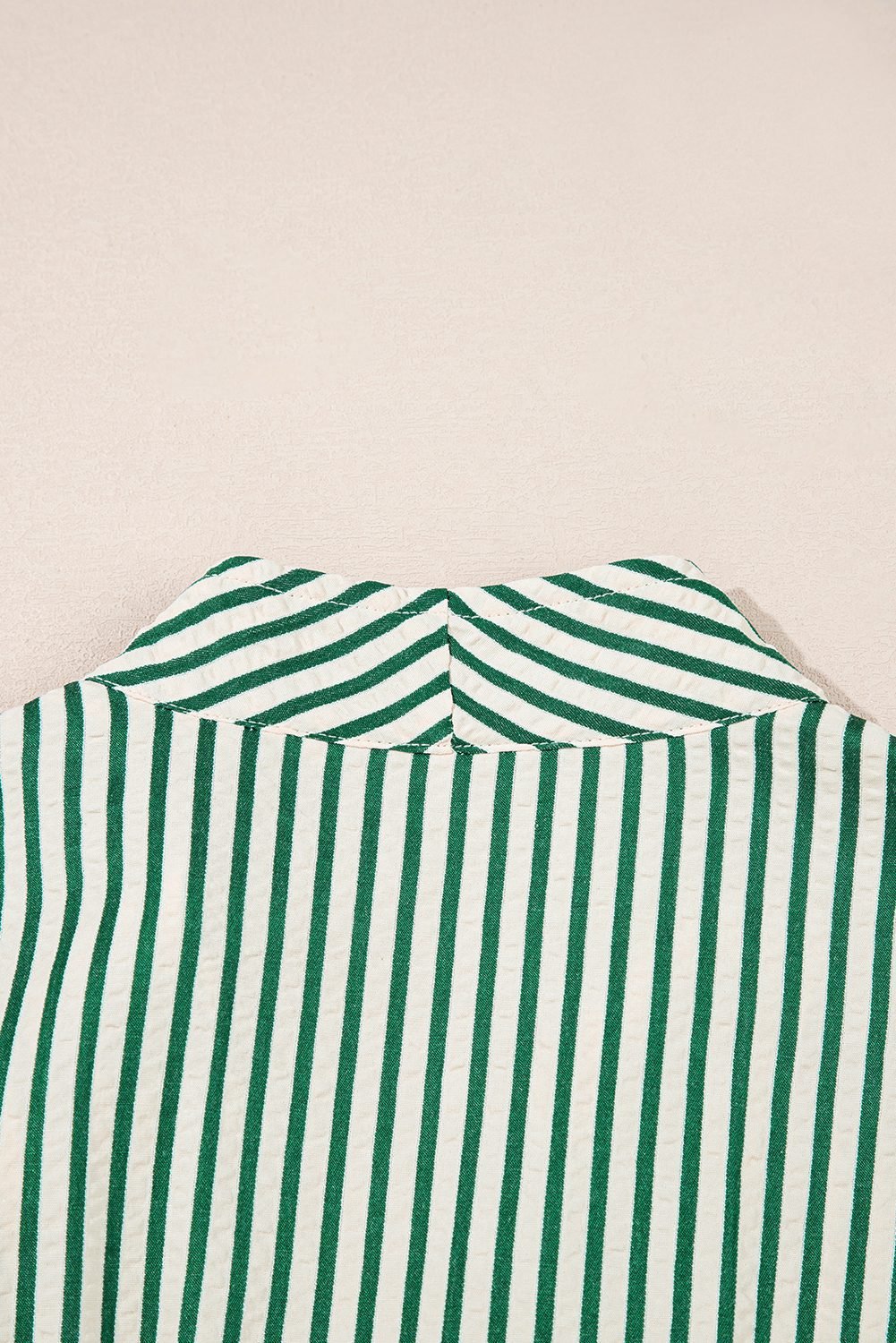 Green Stripe V Neck Zip Front Cinched High Waist Midi Dress