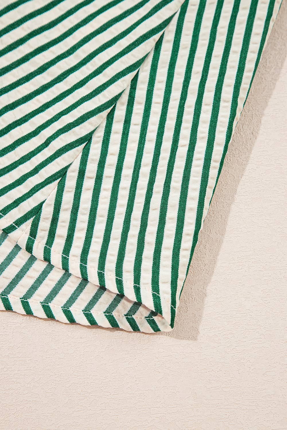 Green Stripe V Neck Zip Front Cinched High Waist Midi Dress
