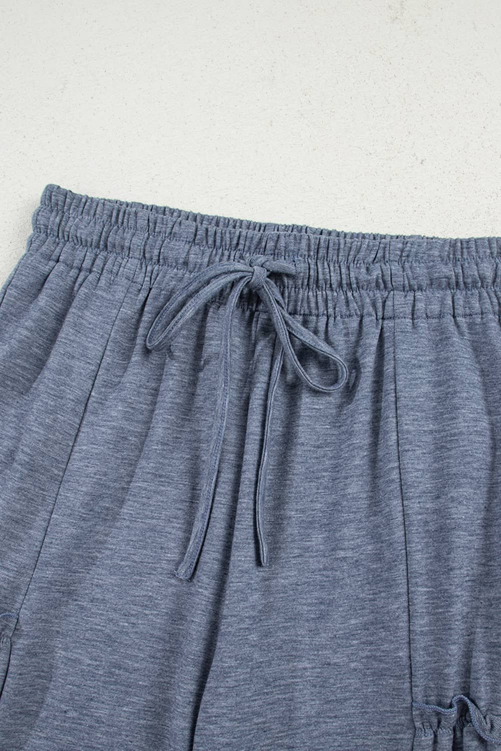 High Frilled Detail Wide Leg High Waist Knit Pants
