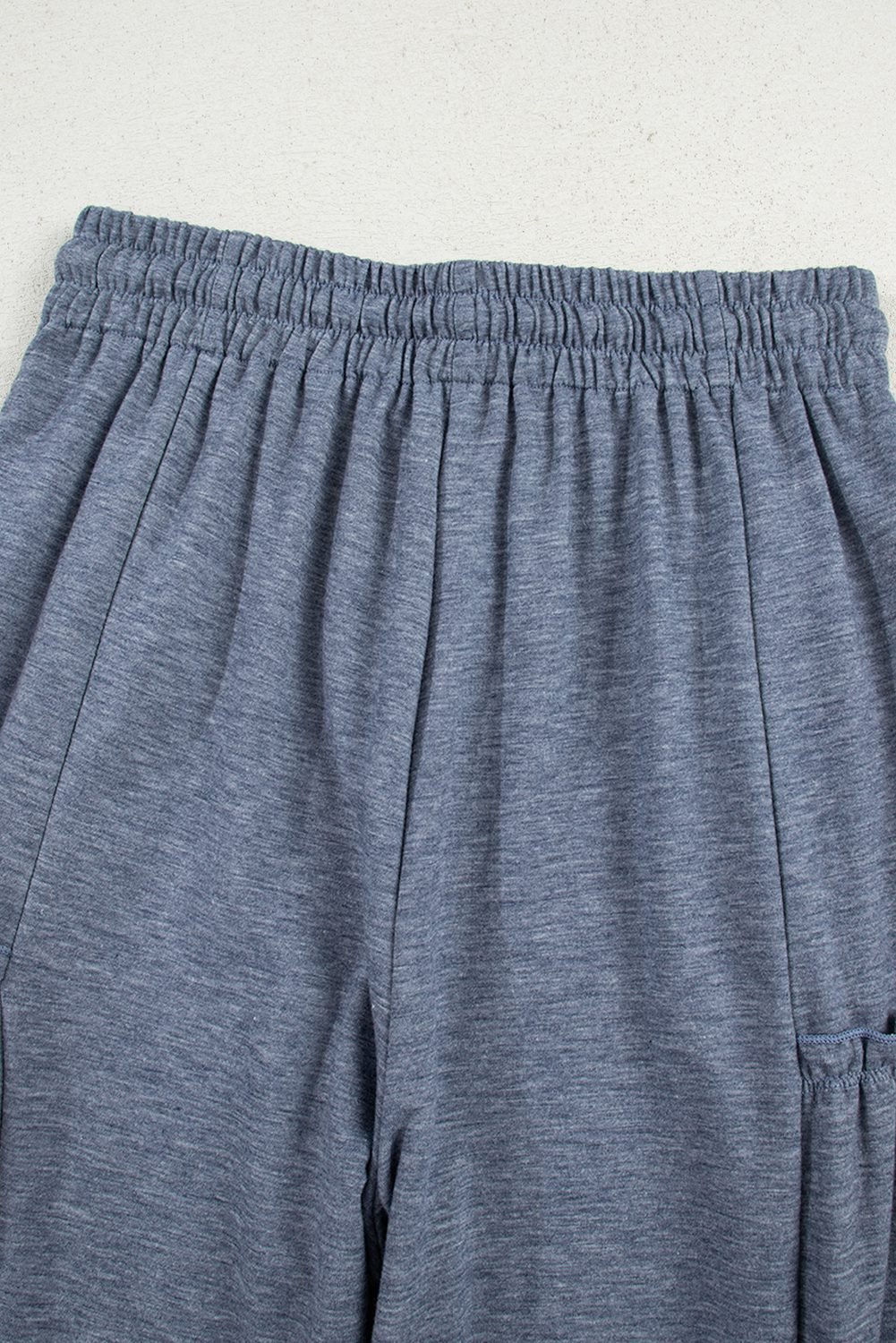 High Frilled Detail Wide Leg High Waist Knit Pants