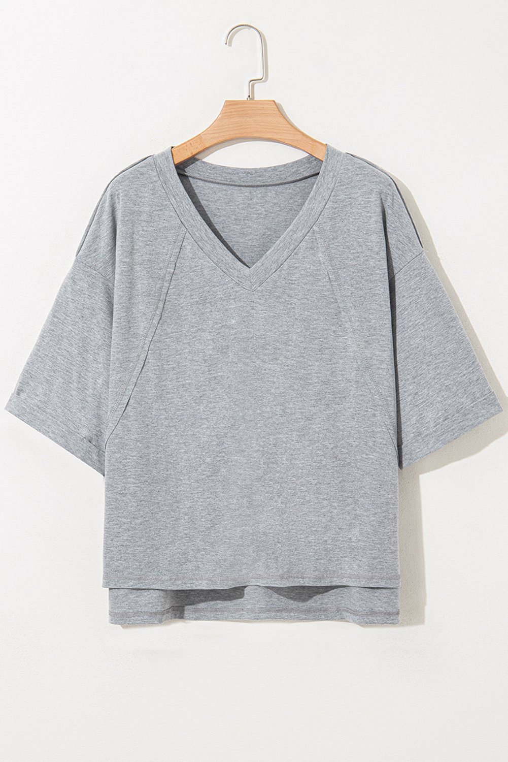 High Raglan Half Sleeve V Neck Oversized T Shirt