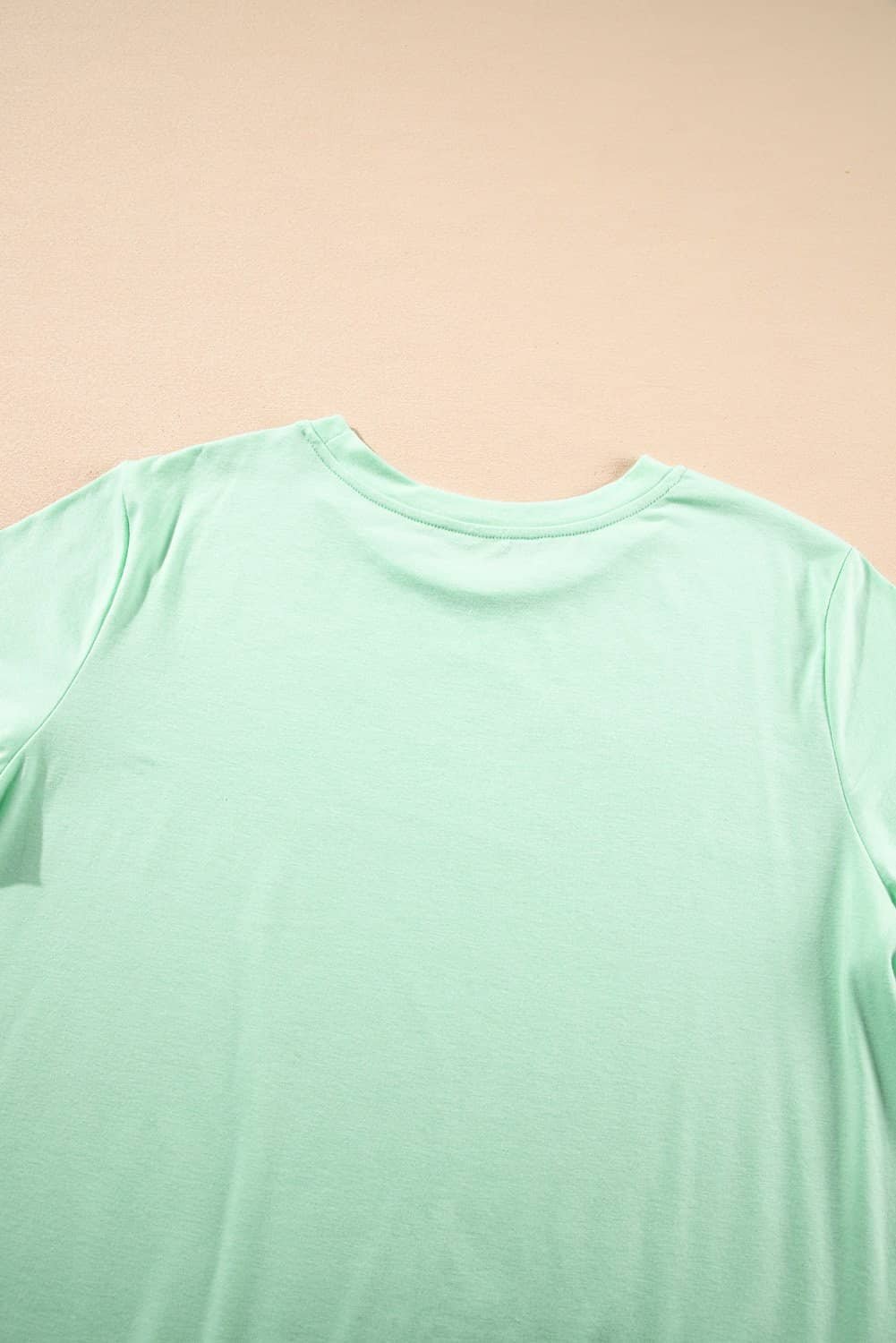 Iceland Blue Round Neck Rolled Sleeve Plus Size T-Shirt