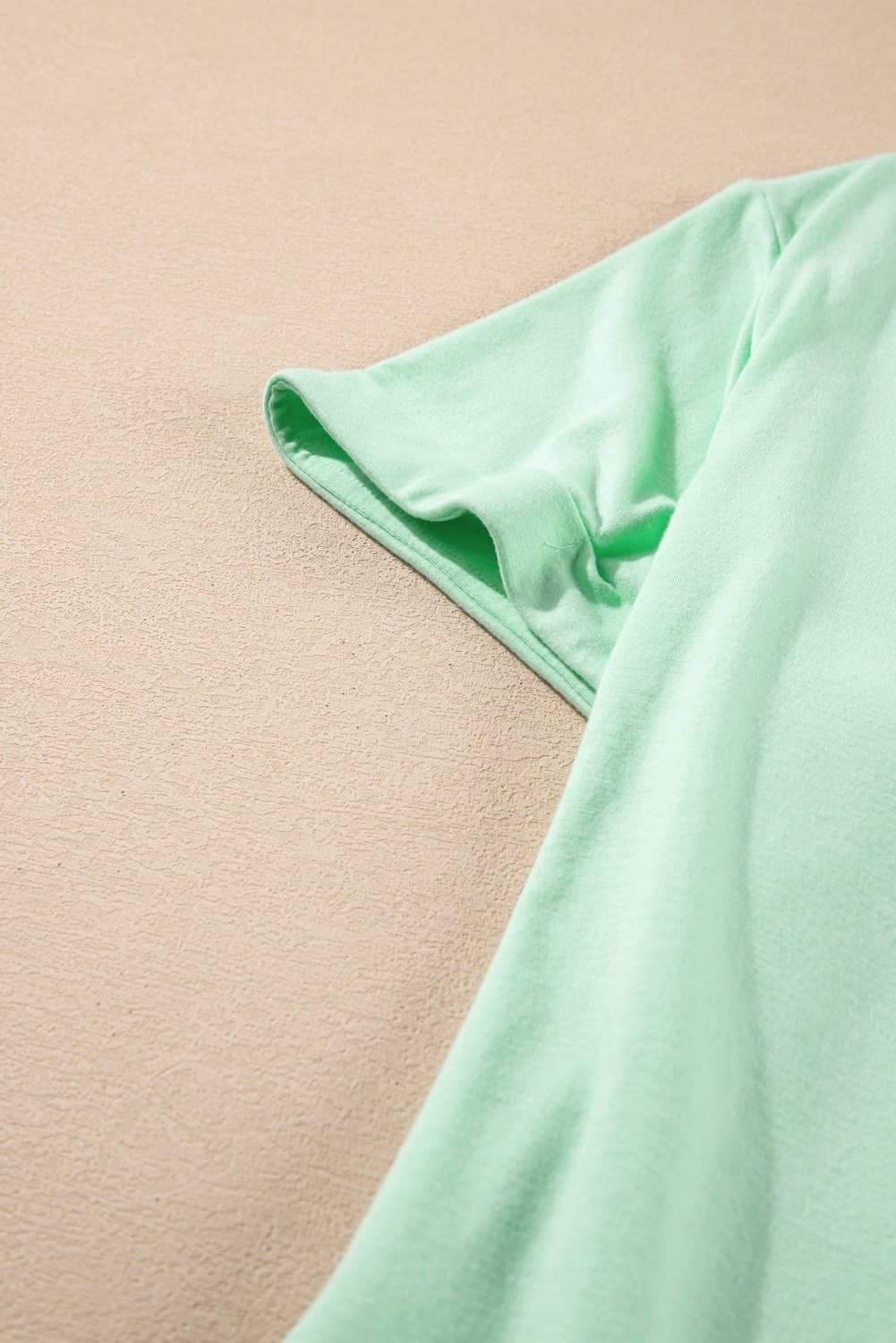 Iceland Blue Round Neck Rolled Sleeve Plus Size T-Shirt