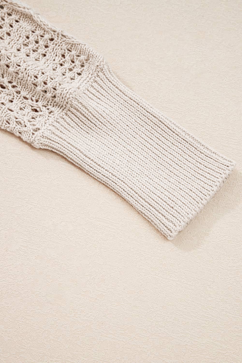 Jet Stream Mix Pattern Hollowed Knit Open Front Cardigan