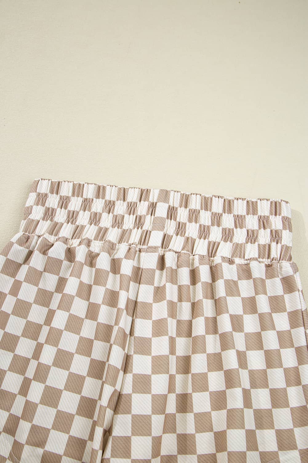 Khaki Checkered Long Sleeve Crop Top High Waist Skort 2Pcs Set