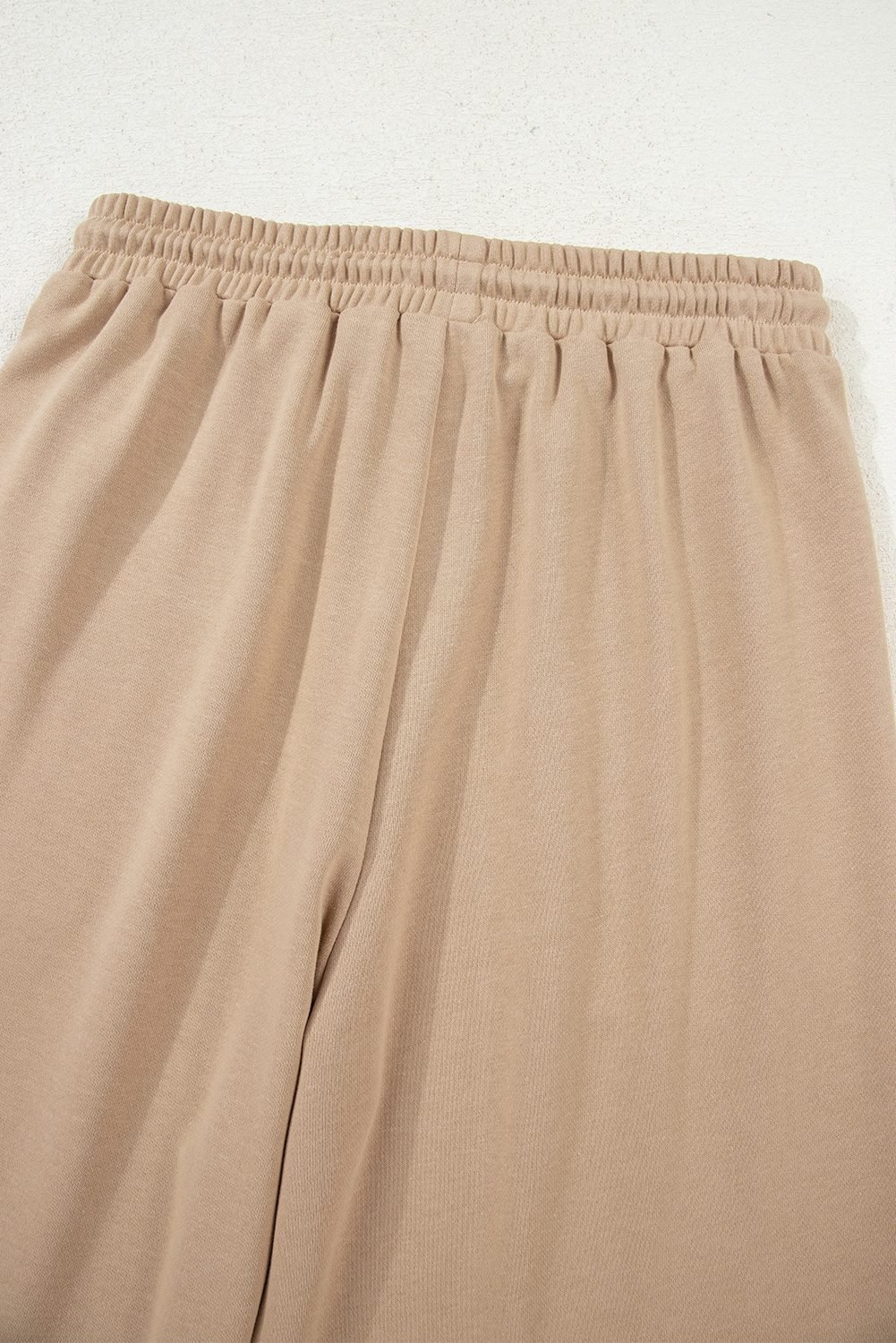 Khaki Color Block Long Sleeve Crop Top Drawstring Pant Set