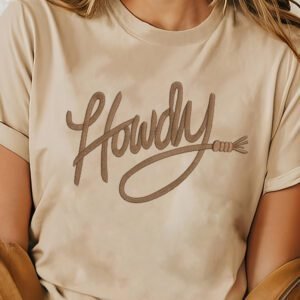 Khaki Howdy Embroidered Graphic Western Tee