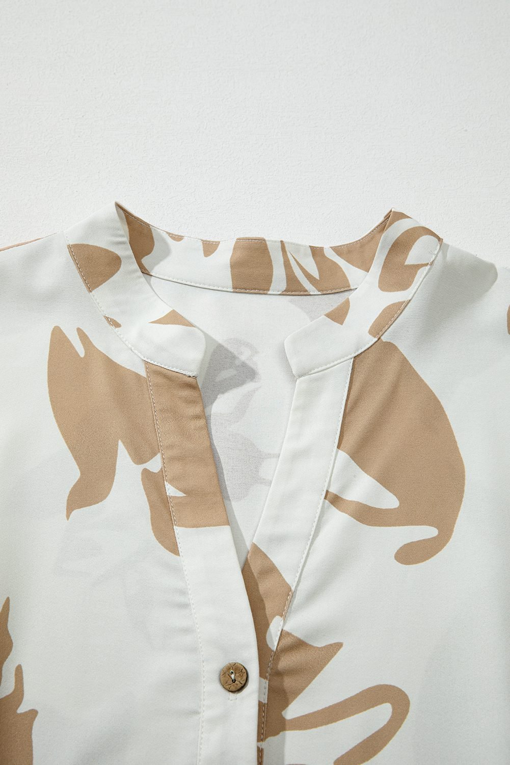 Khaki Patterned Ruffled Sleeve Half Placket Tiered A-Line Plus Size Long Dress