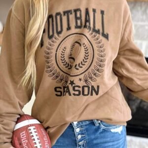 Khaki Rugby Football Season Graphic Game Day Sweatshirt