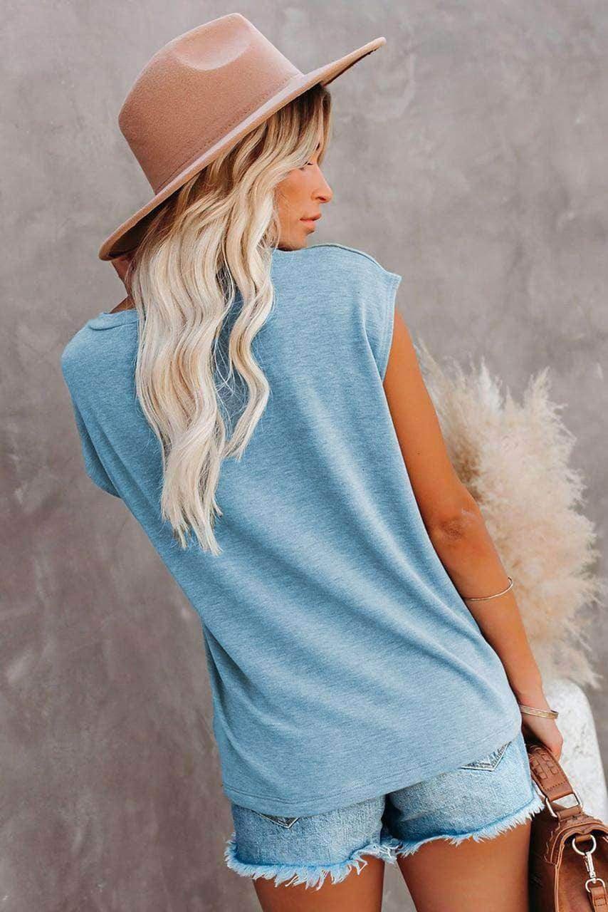 Knit Pocketed Tee With Side Slits