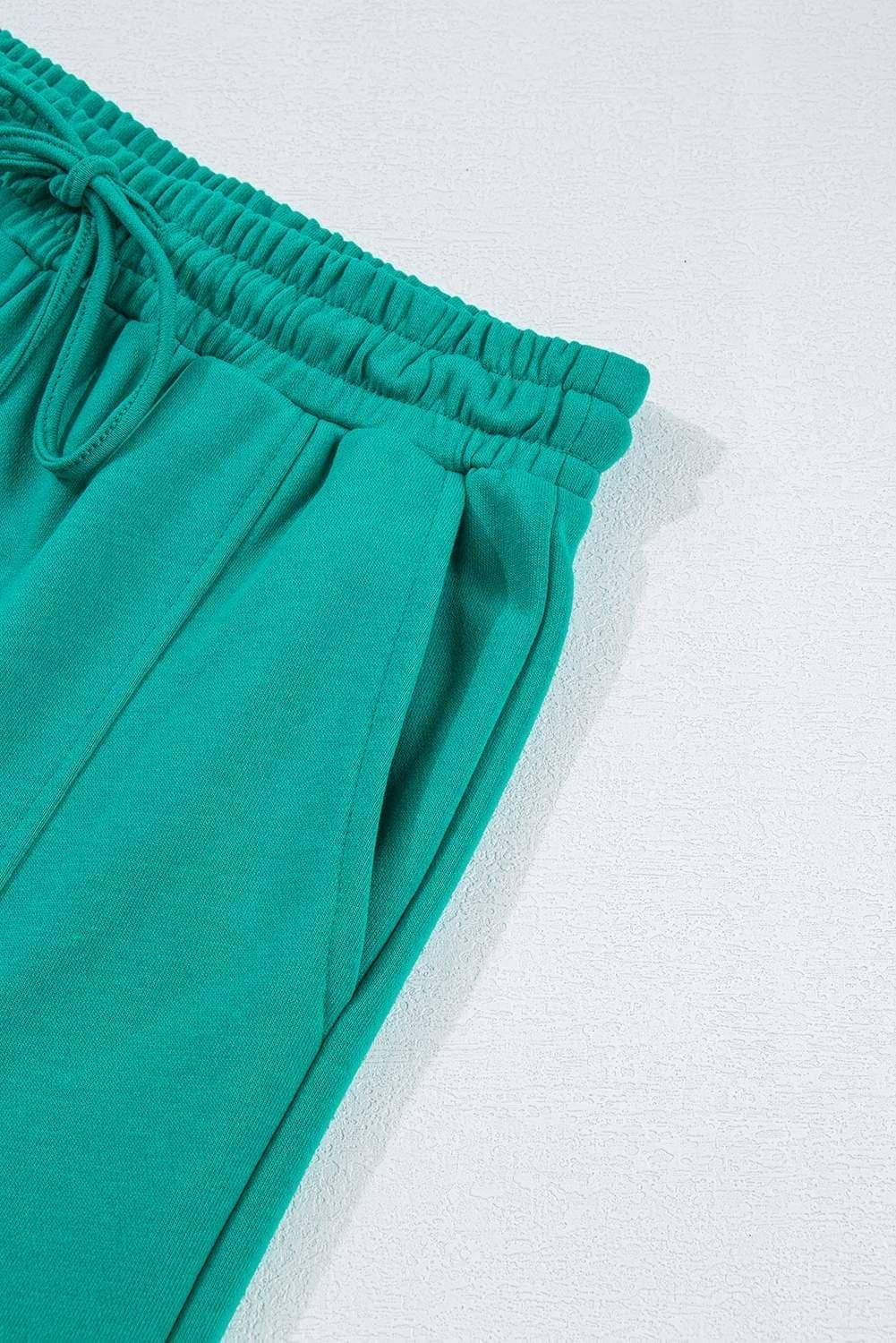 Lapis Solid Color Patchwork Pullover Top And Cargo Pants Set