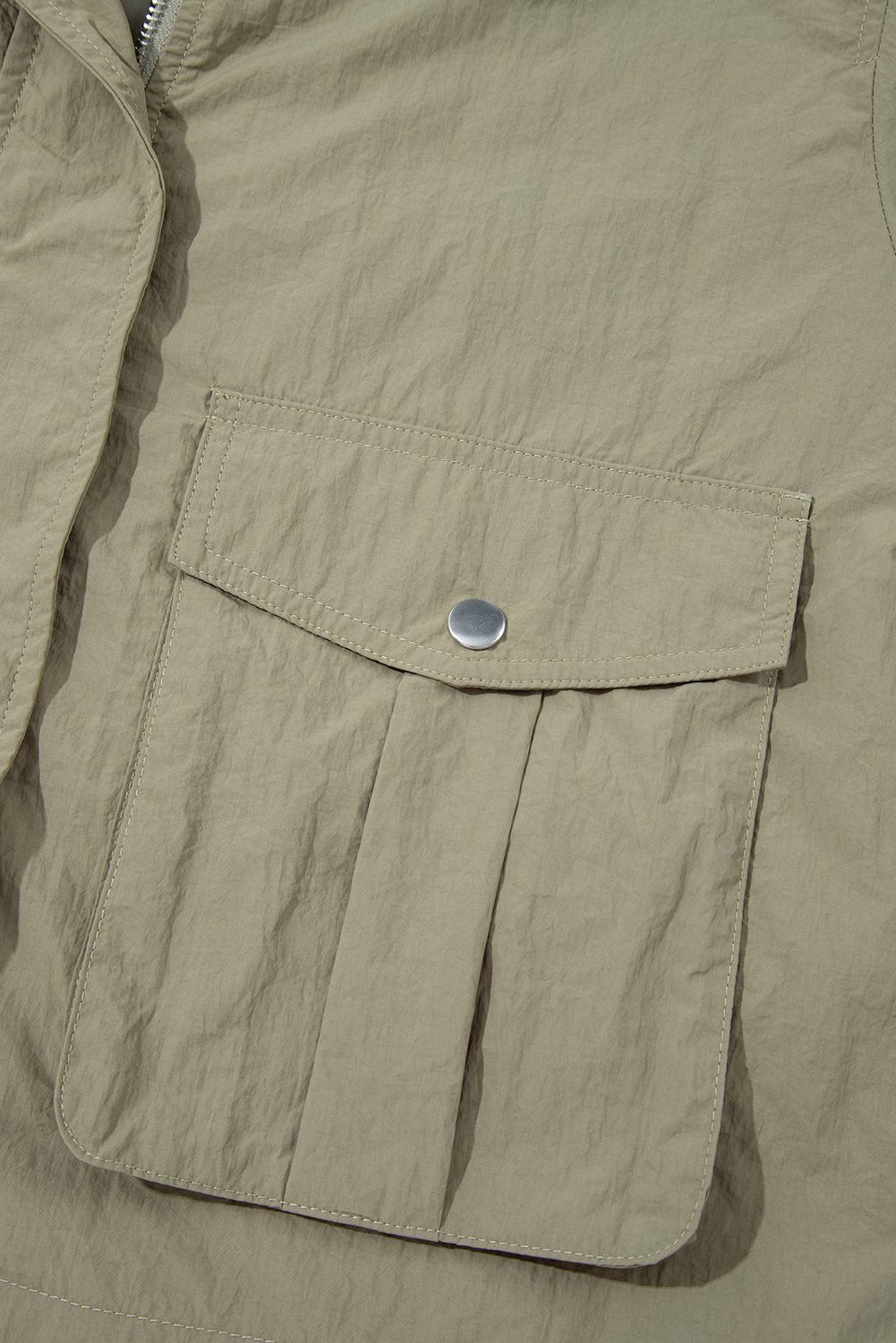 Laurel Green Zipped Pocket Cropped Hooded Utility Jacket