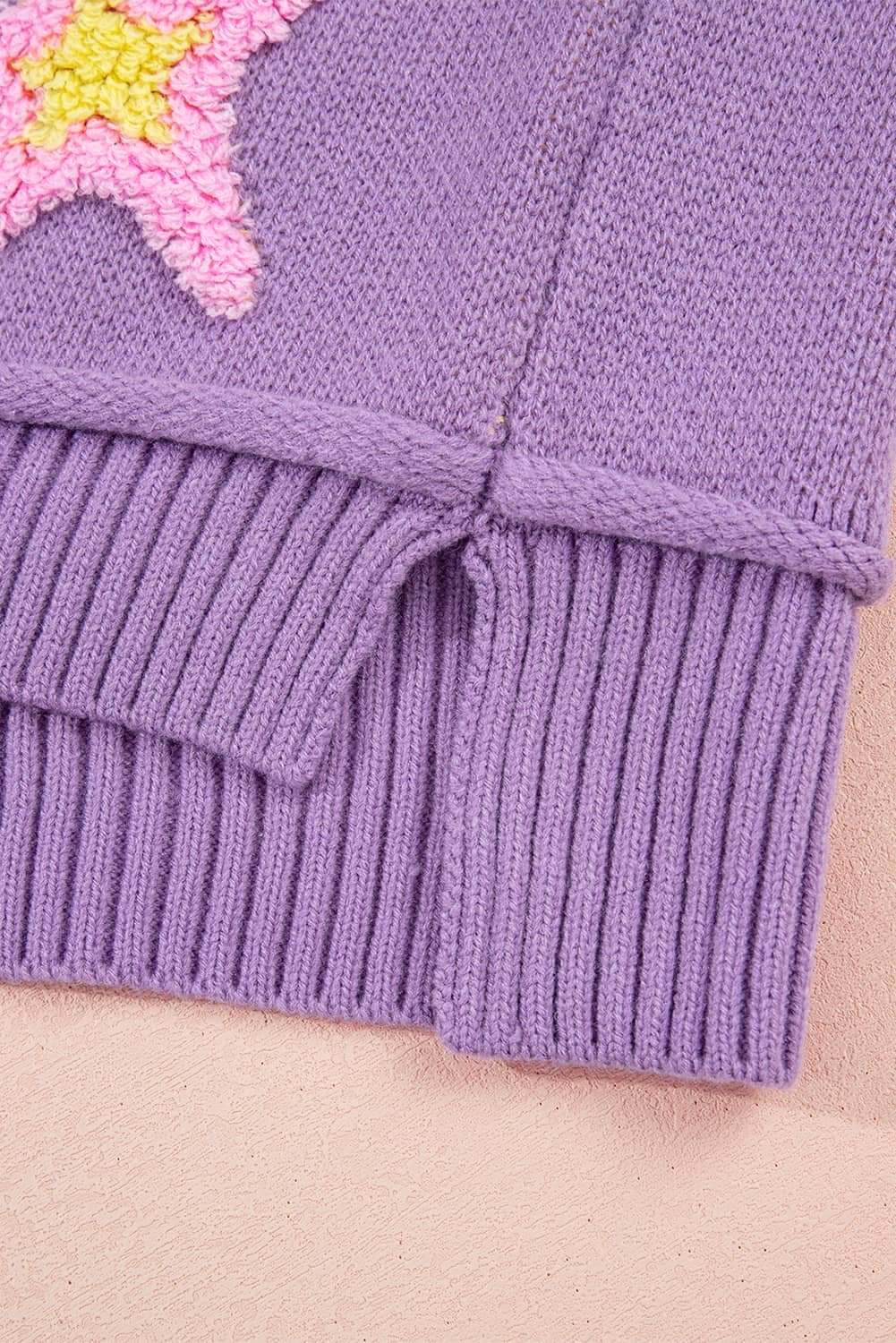 Lavendula Brushed Star Graphic V Neck Drop Shoulder Oversize Sweater