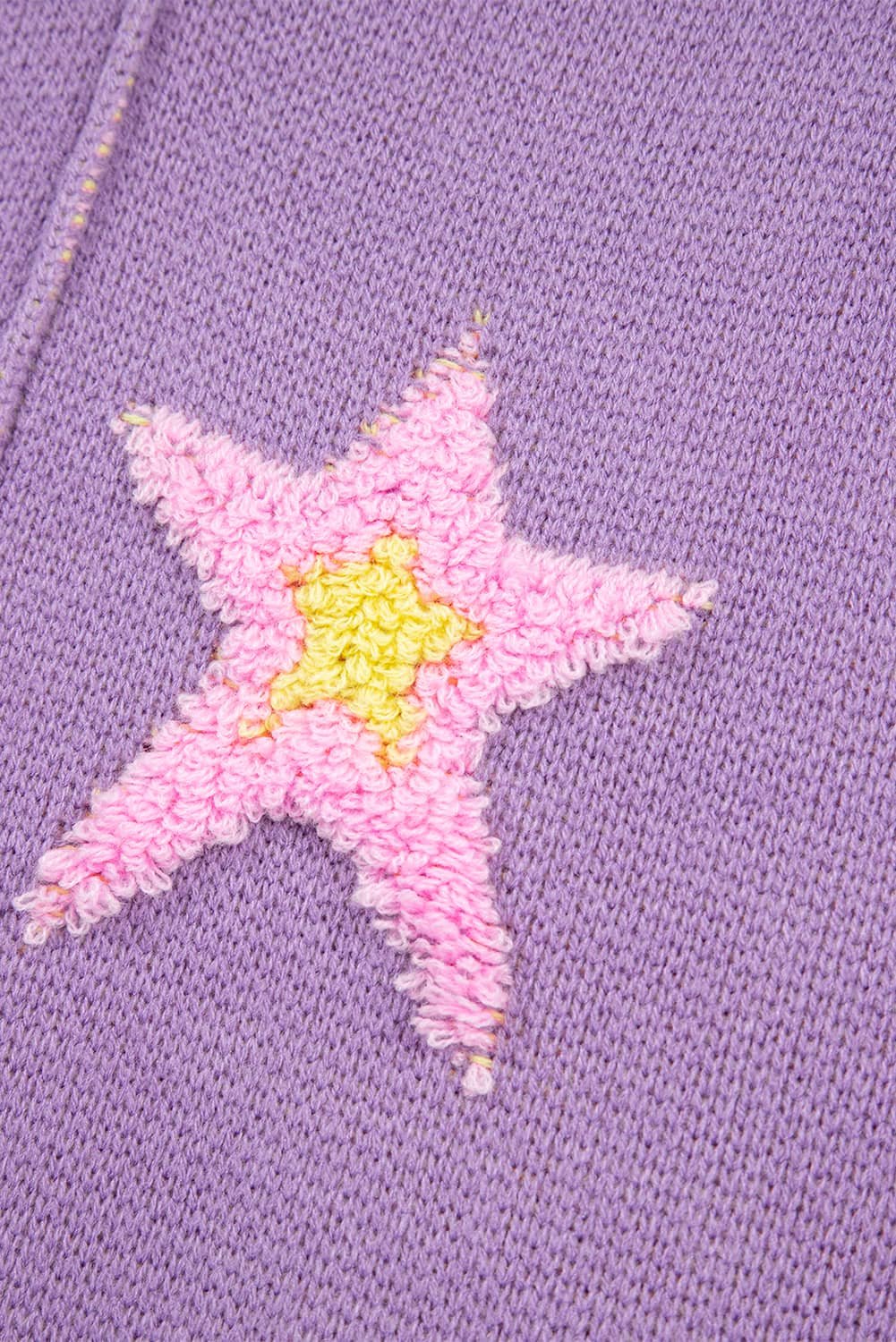 Lavendula Brushed Star Graphic V Neck Drop Shoulder Oversize Sweater