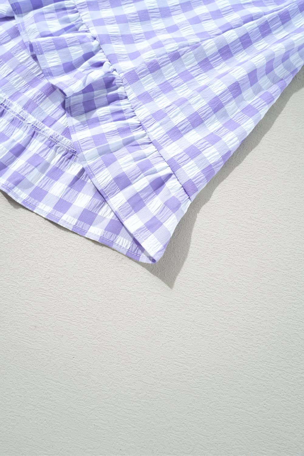 Lavendula Plaid Ruffle Wide Short Sleeve Babydoll Mini Dress
